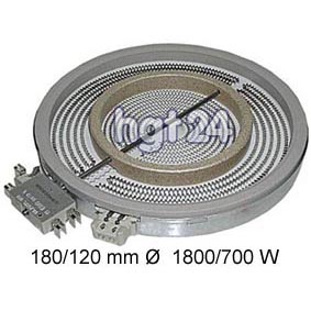 Strahlheizkrper Zweikreis Hilight 180/120 mm , 1800/700 Watt 230 Volt